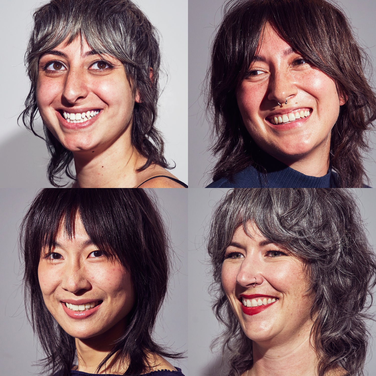 Collage of woman with gray and graying hair