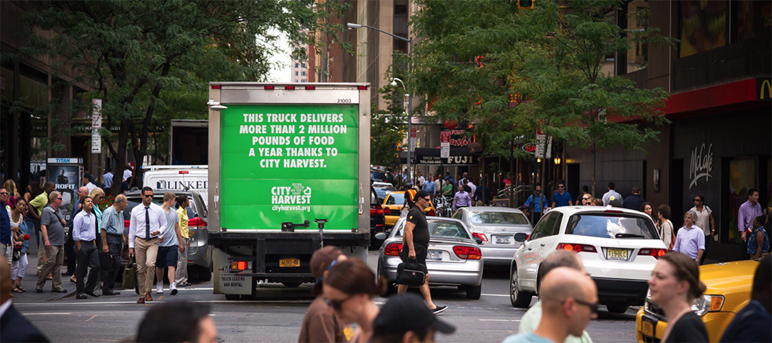 city harvest truck, road