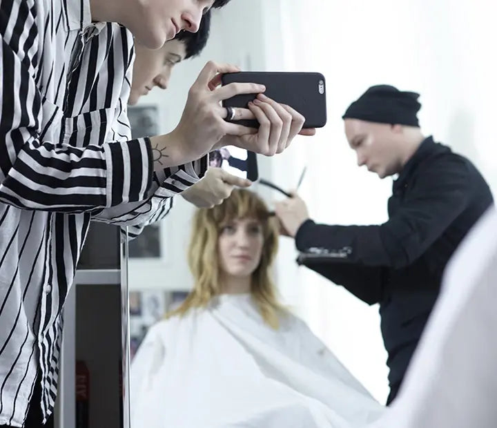 image of hairdresser cutting hair, haircut, salon, Hair Stylist With a Client found on Social Media
