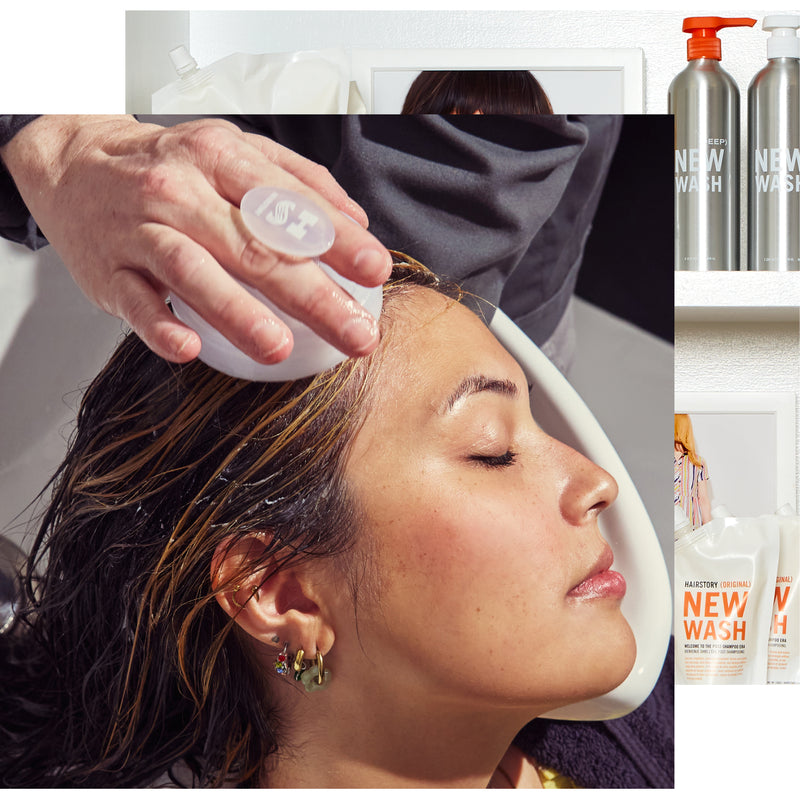 Woman having her hair washed with Hairstory Massaging Scalp Brush