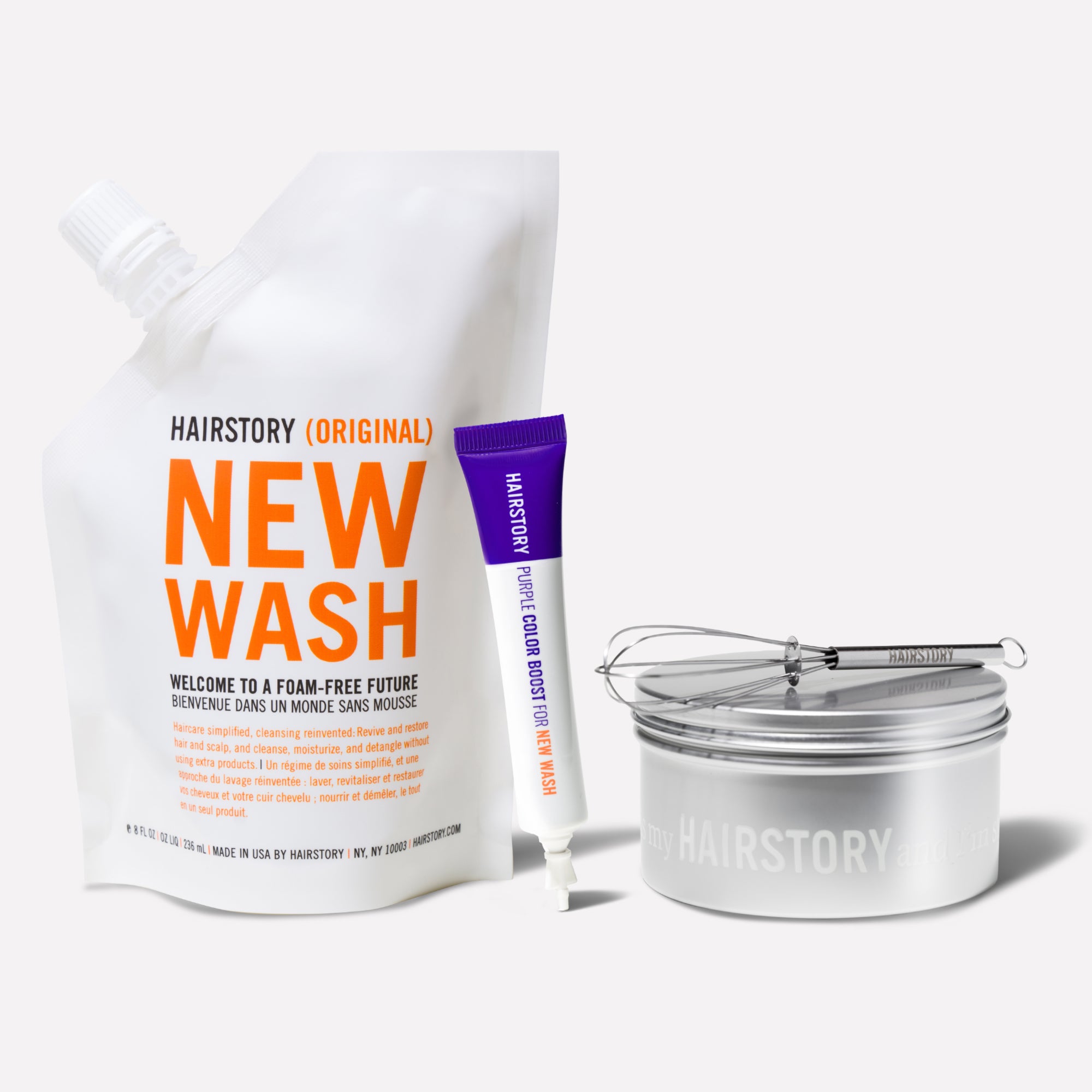 New Wash Original 8oz and Whisk and Jar with 1 Purple Color Boost