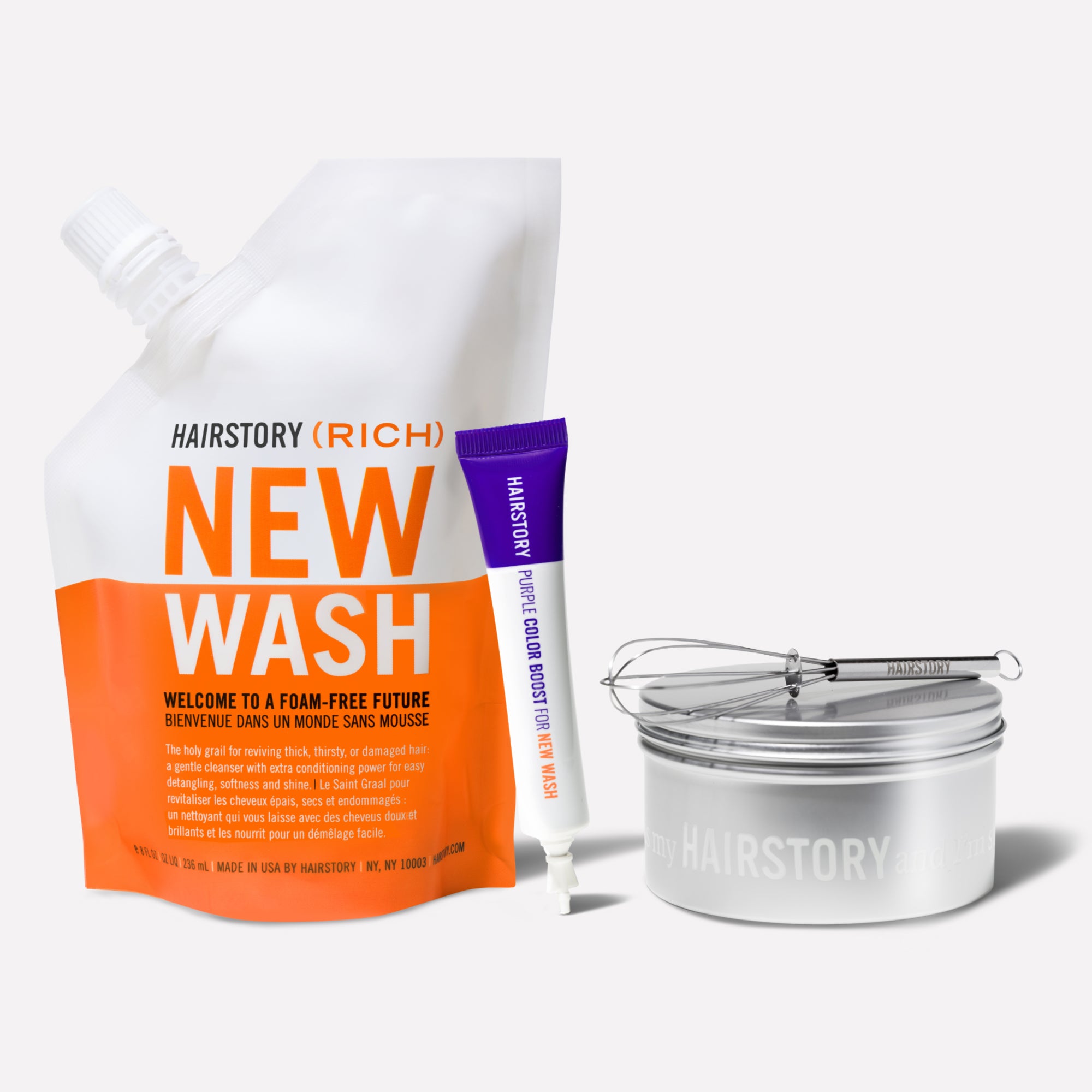 New Wash Rich 8oz and Whisk and Jar with 1 Purple Color Boost